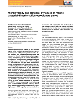 Microdiversity and Temporal Dynamics of Marine Bacterial Dimethylsulfoniopropionate Genes
