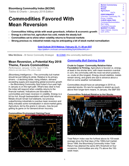 Commodities Favored with Mean Reversion