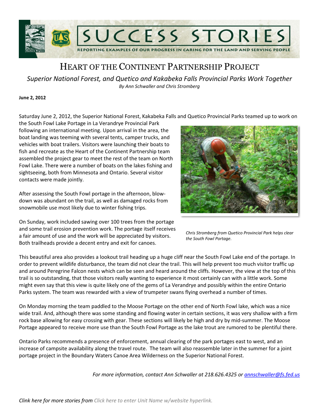 HEART of the CONTINENT PARTNERSHIP PROJECT Superior