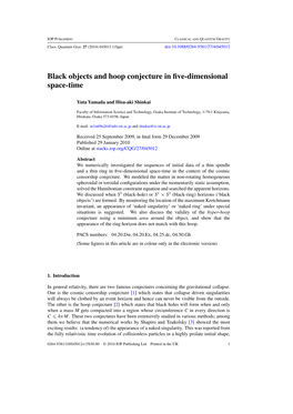 Black Objects and Hoop Conjecture in Five-Dimensional Space-Time