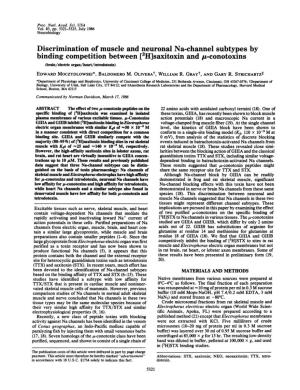 Saxitoxin and ,U-Conotoxins (Brain/Electric Organ/Heart/Tetrodotoxin) EDWARD MOCZYDLOWSKI*, BALDOMERO M