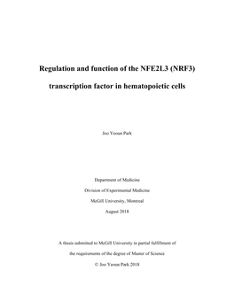 Regulation and Function of the NFE2L3 (NRF3) Transcription Factor