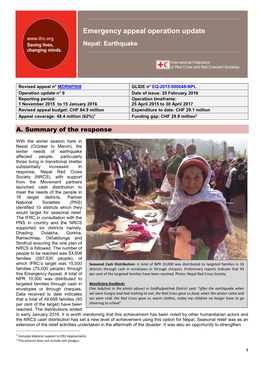 Emergency Appeal Operation Update Nepal: Earthquake