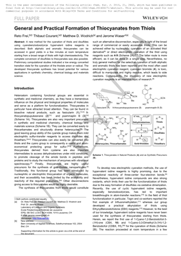 FULL PAPER General and Practical Formation of Thiocyanates from Thiols