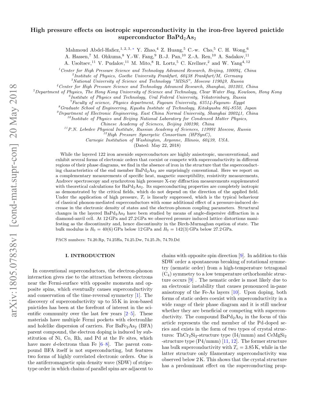 High-Pressure Effects on Isotropic Superconductivity in the Iron-Free