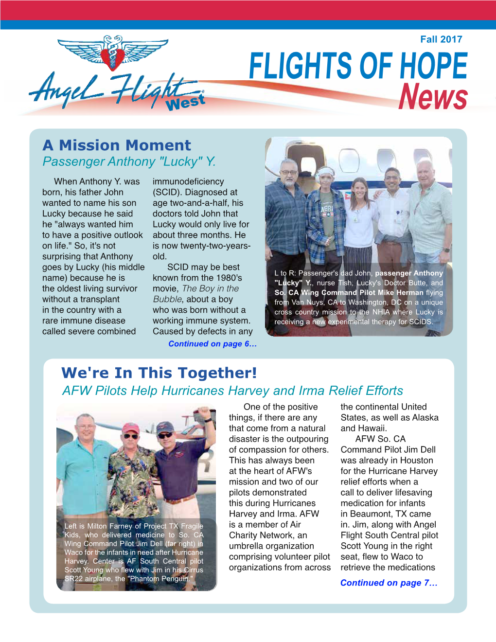 Fall 2017 FLIGHTS of HOPE West News