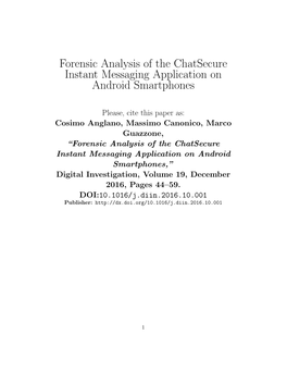 Forensic Analysis of the Chatsecure Instant Messaging Application on Android Smartphones