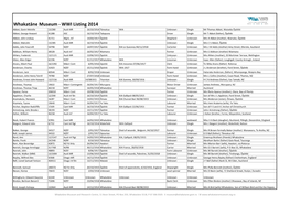 WWI Listing 2014