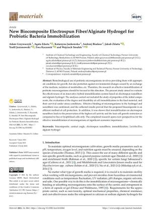 New Biocomposite Electrospun Fiber/Alginate Hydrogel for Probiotic Bacteria Immobilization