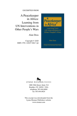 A Peacekeeper in Africa: Learning from UN Interventions in Other People’S Wars