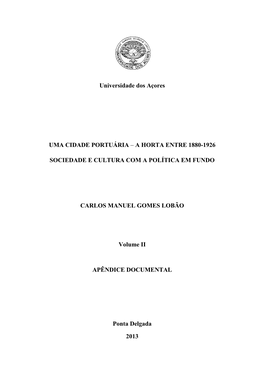 Uma Cidade Portuária – a Horta Entre 1880-1926