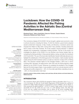 How the COVID-19 Pandemic Affected the Fishing Activities in the Adriatic Sea (Central Mediterranean Sea)