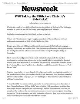 Will Taking the Fifth Save Christie's Sidekicks?