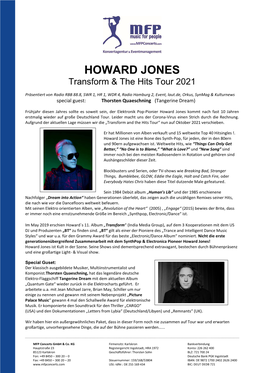 Promo Text Howard Jones 2021