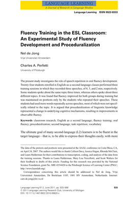 An Experimental Study of Fluency Development and Proceduralization