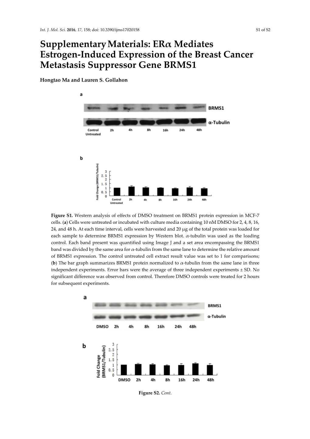 Erα Mediates Estrogen-Induced Expression of the Breast Cancer Metastasis Suppressor Gene BRMS1