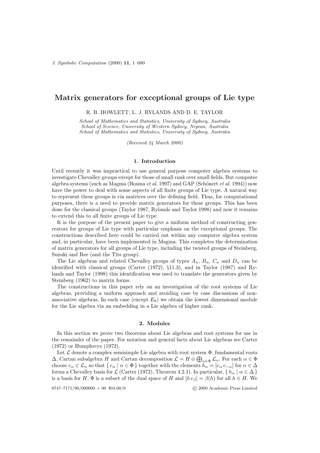 Matrix Generators for Exceptional Groups of Lie Type