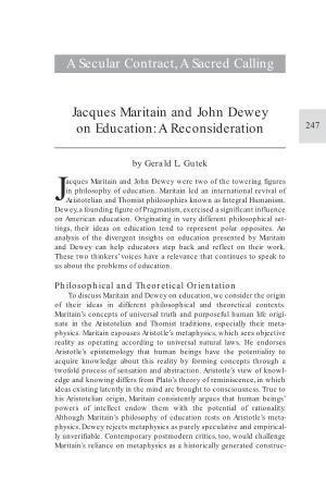 A Secular Contract,A Sacred Calling Jacques Maritain and John Dewey