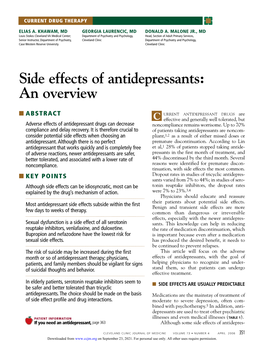 Side Effects of Antidepressants: an Overview