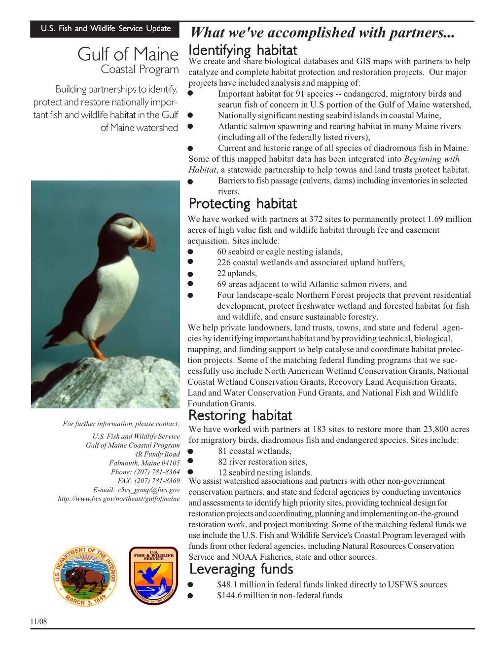 Gulf of Maine Coastal Program Fact Sheet