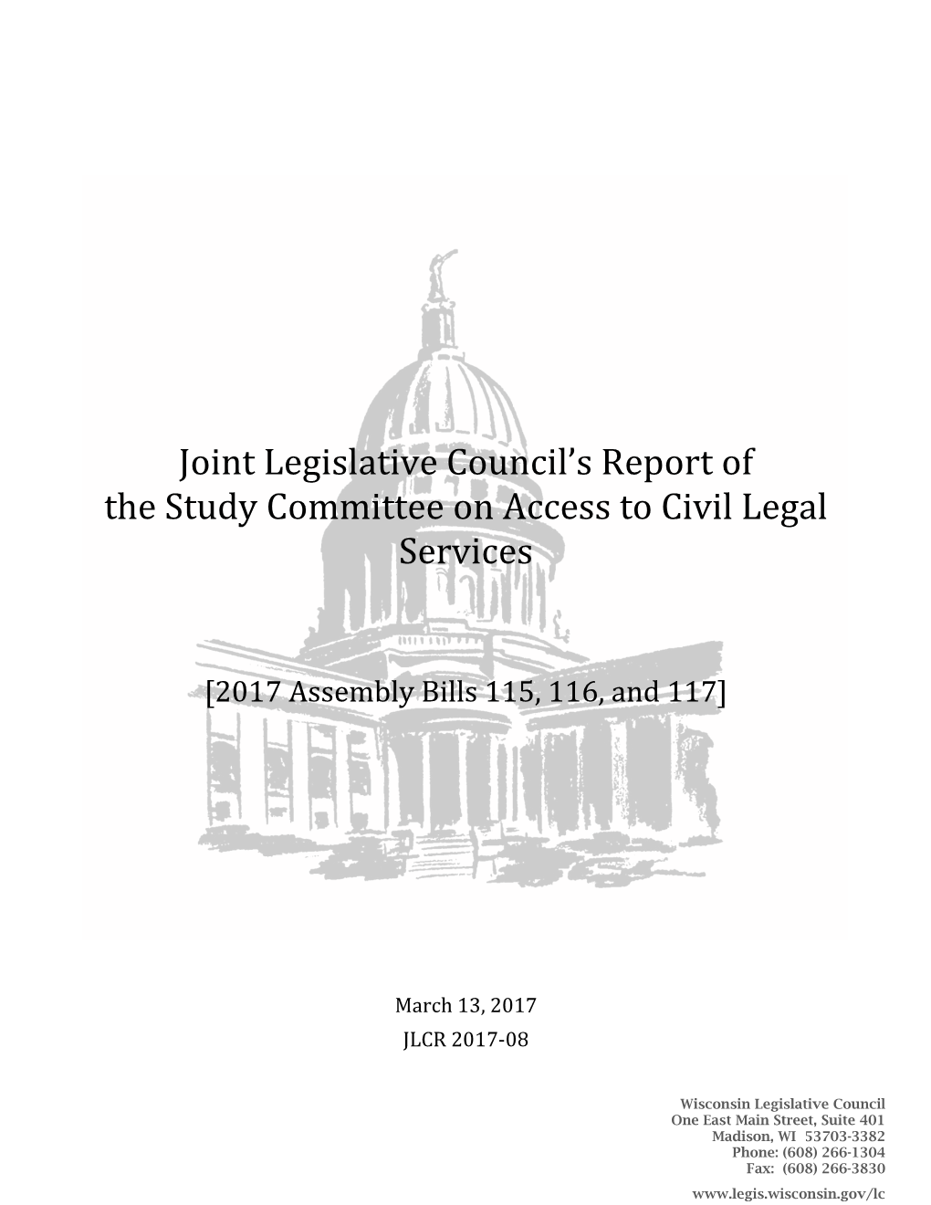 Joint Legislative Council's Report of the Study Committee on Access to Civil Legal Services