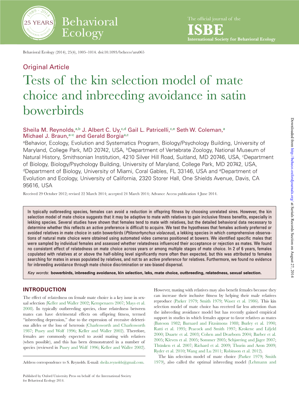 Tests Of The Kin Selection Model Of Mate Choice And Inbreeding ...