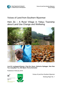 Voices of Land from Southern Myanmar: Hein Ze – a Rural Village in Yebyu Township About Land Use Change and Wellbeing