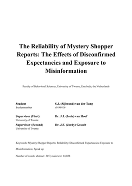 The Reliability of Mystery Shopper Reports: the Effects of Disconfirmed Expectancies and Exposure to Misinformation