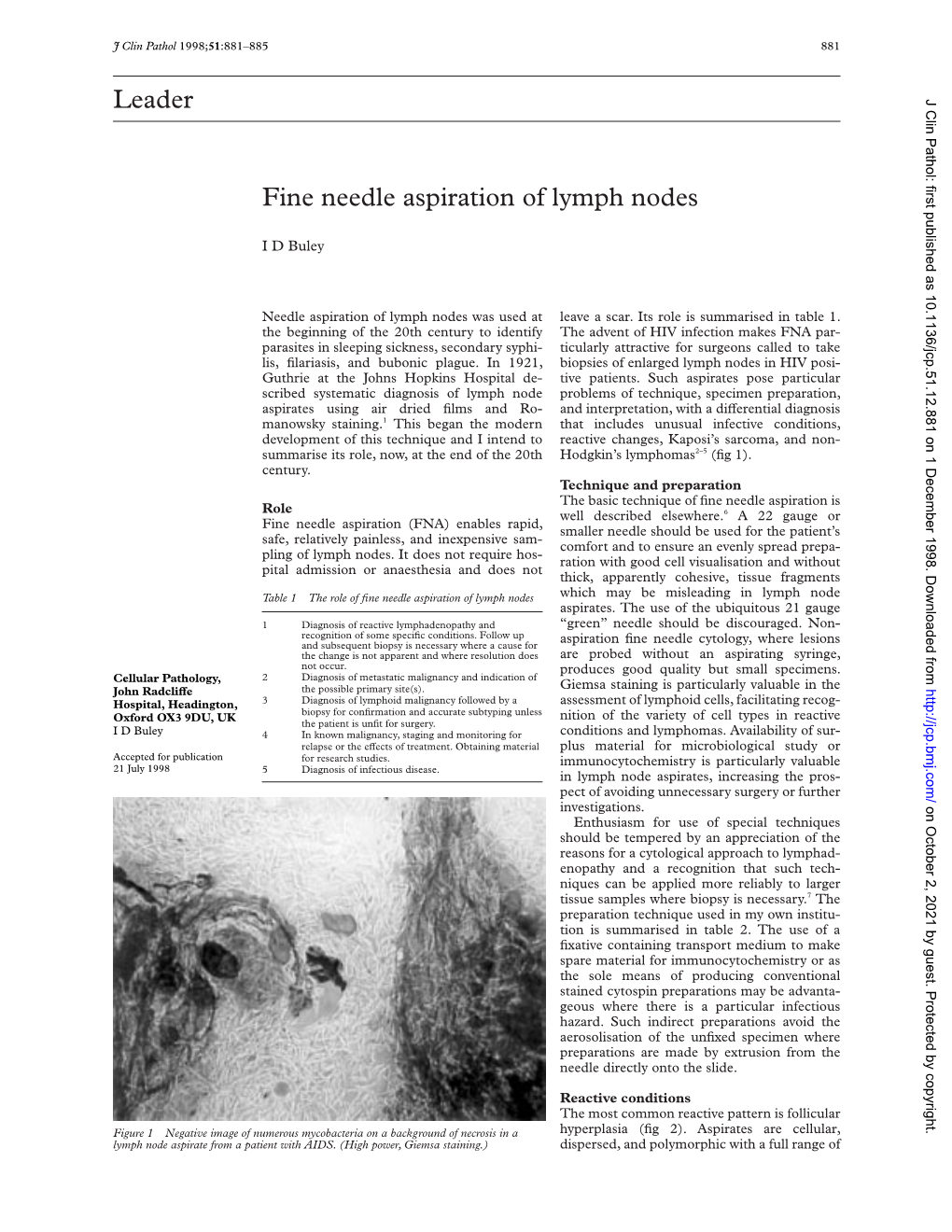 Leader Fine Needle Aspiration of Lymph Nodes