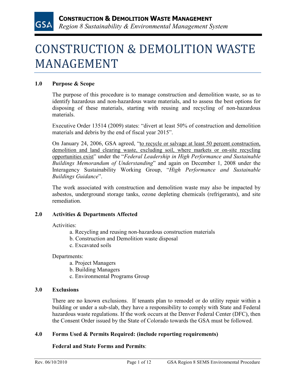 Construction & Demolition Waste Management