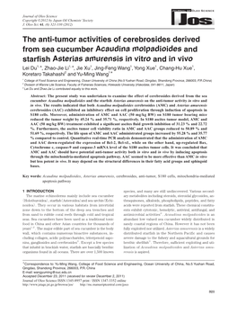 The Anti-Tumor Activities of Cerebrosides Derived from Sea