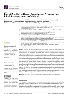 Role of Zinc (Zn) in Human Reproduction: a Journey from Initial Spermatogenesis to Childbirth