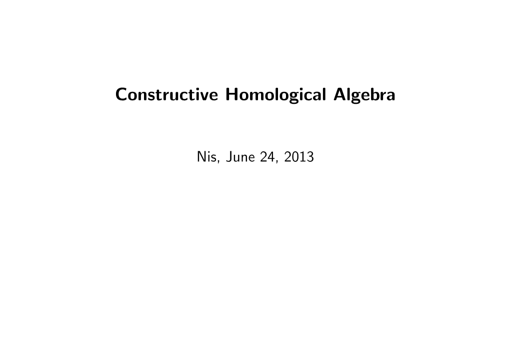 Constructive Homological Algebra