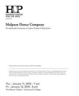 Malpaso Dance Company an Associate Company of Joyce Theater Productions