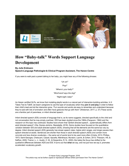 Baby-Talk” Words Support Language Development