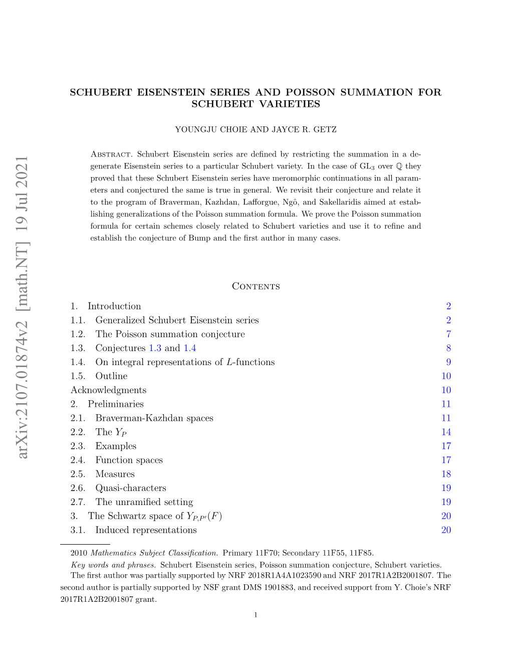 Schubert Eisenstein Series and Poisson Summation for Schubert