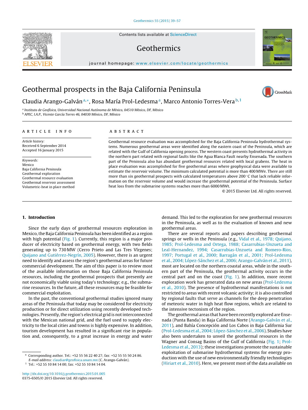 Geothermal Prospects in the Baja California Peninsula