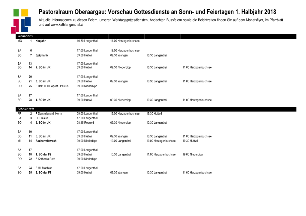 Vorschau Gottesdienste an Sonn- Und Feiertagen 1