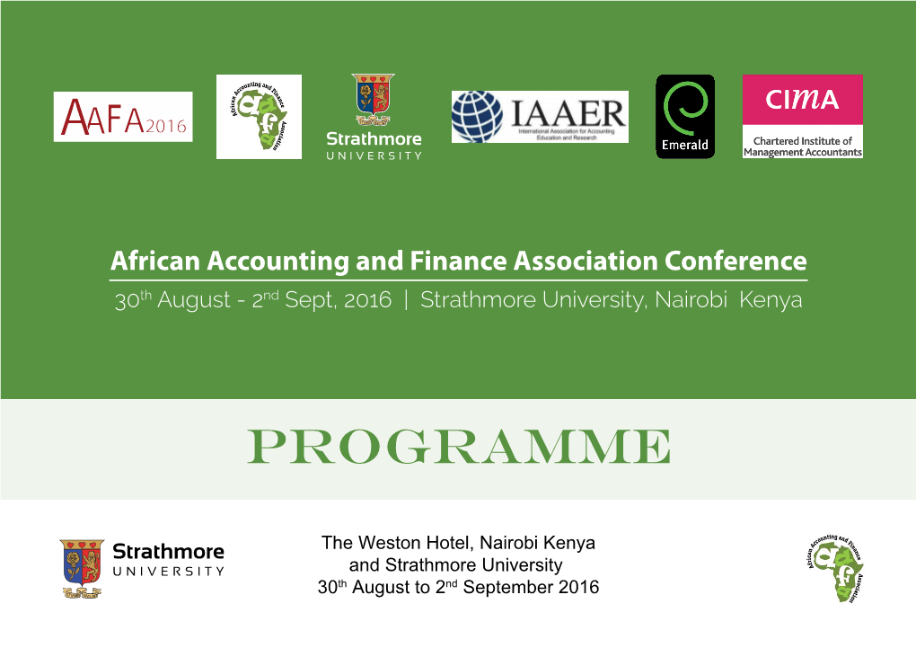 The Weston Hotel, Nairobi Kenya and Strathmore University 30Th August to 2Nd September 2016 OUR SPONSORS