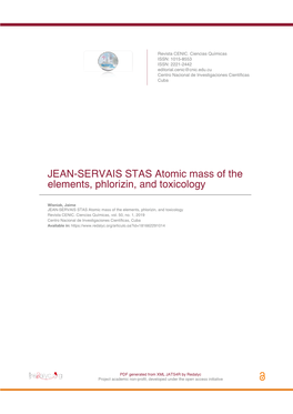 JEAN-SERVAIS STAS Atomic Mass of the Elements, Phlorizin, and Toxicology