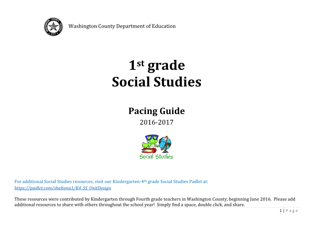 1St Grade Social Studies