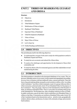 Unit 2 Tribes of Jharkhand, Gujarat and Orissa