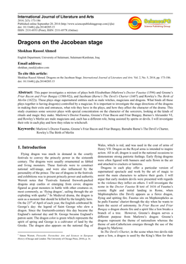 Dragons on the Jacobean Stage