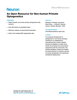 An Open Resource for Non-Human Primate Optogenetics