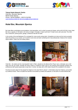 Fr Ebrochures 300 | Hotel Bor, Mountain Sjenica