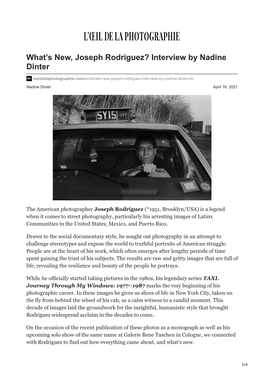 What's New, Joseph Rodriguez? Interview by Nadine Dinter