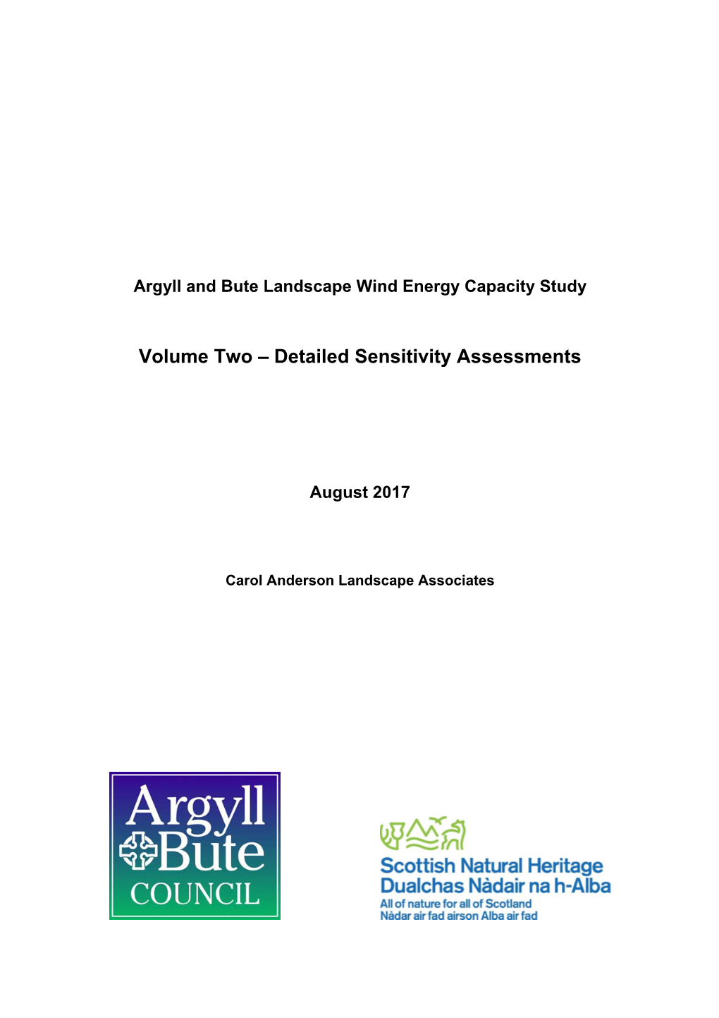 Volume Two – Detailed Sensitivity Assessments