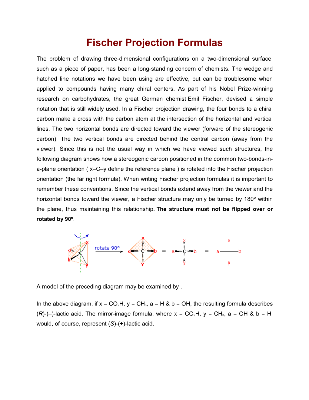 Fischer Projection Formulas