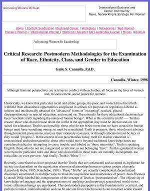 Critical Research: Postmodern Methodologies for the Examination of Race, Ethnicity, Class, and Gender in Education