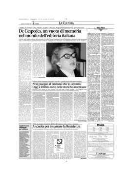 De Cespedes, Un Vuoto Di Memoria Nel Mondo Dell'editoria Italiana